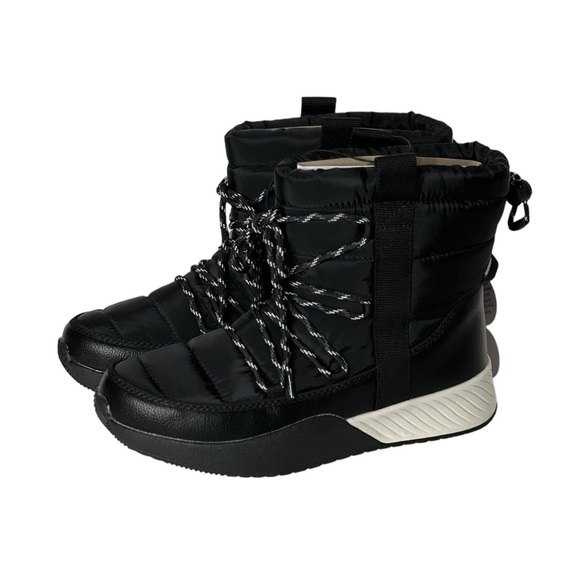 Time and Tru Women's Size 7 Winter Boots black white Puffy Drawstring New - Picture 8 of 11